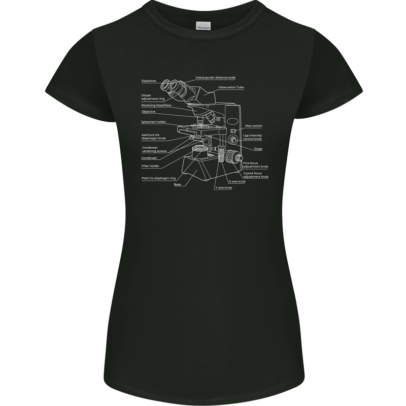 Microscope Science Biology Womens Petite Cut T-Shirt Black