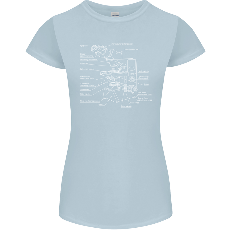 Microscope Science Biology Womens Petite Cut T-Shirt Light Blue