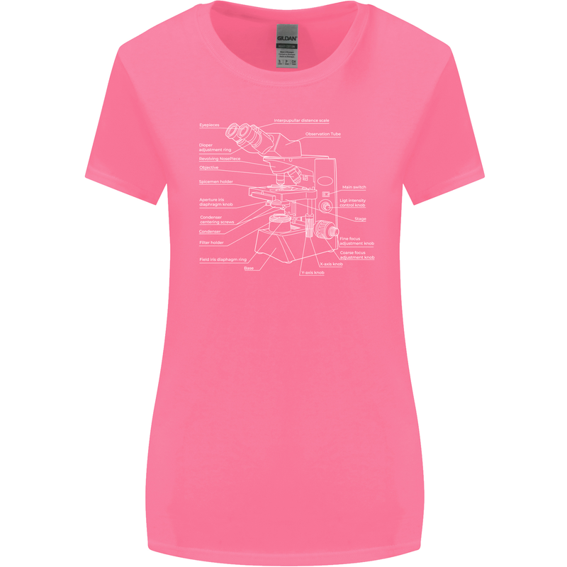 Microscope Science Biology Womens Wider Cut T-Shirt Azalea
