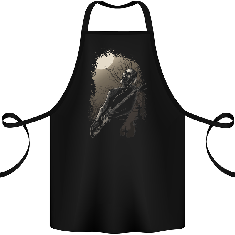 Midnight Rock n Roll Music Skull Guitar Cotton Apron 100% Organic Black