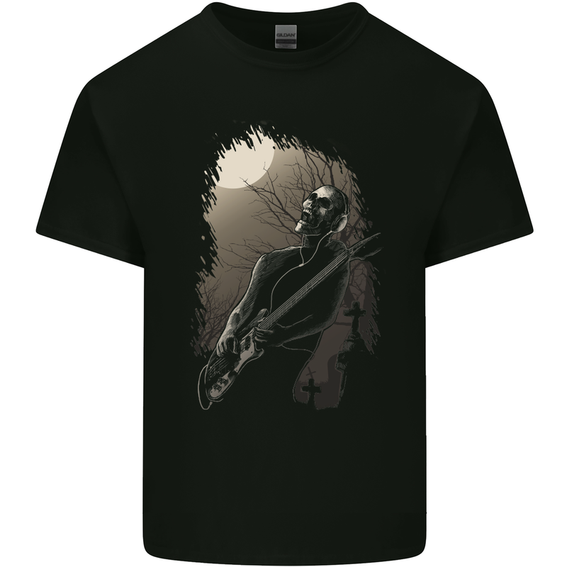 Midnight Rock n Roll Music Skull Guitar Mens Cotton T-Shirt Tee Top Black