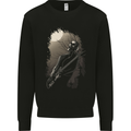 Midnight Rock n Roll Music Skull Guitar Mens Sweatshirt Jumper Black