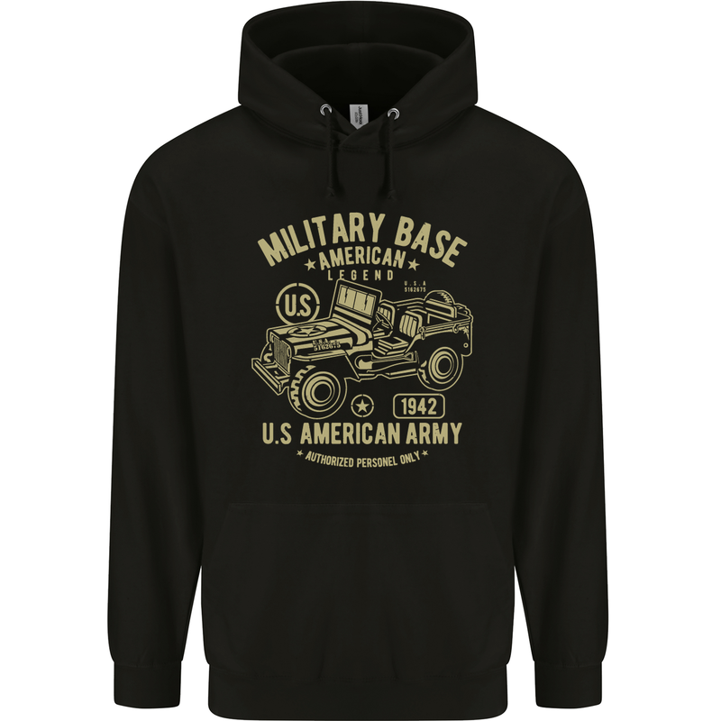 Military Base US American Army 4X4 Off Road Mens Hoodie Black