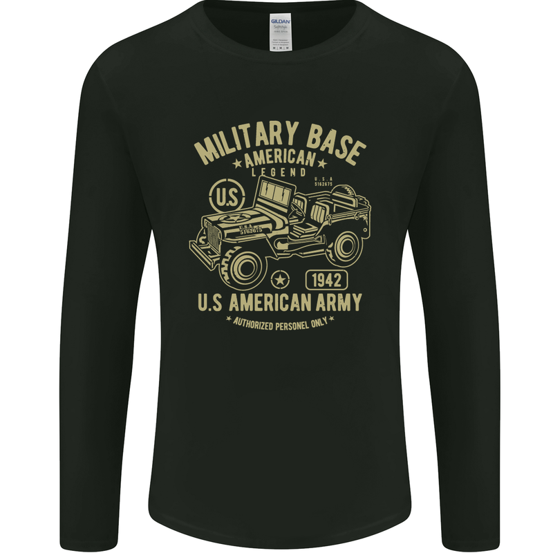 Military Base US American Army 4X4 Off Road Mens Long Sleeve T-Shirt Black