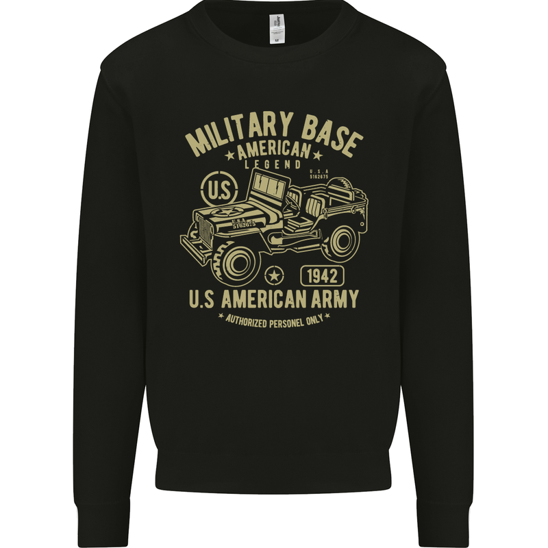 Military Base US American Army 4X4 Off Road Mens Sweatshirt Jumper Black