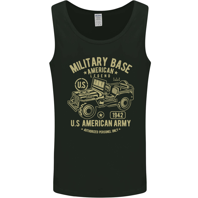 Military Base US American Army 4X4 Off Road Mens Vest Tank Top Black