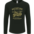 Military Motorcycle Army Motorbike Biker Mens Long Sleeve T-Shirt Black