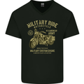 Military Motorcycle Army Motorbike Biker Mens V-Neck Cotton T-Shirt Black