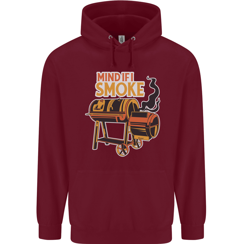 Mind if I Smoke Funny BBQ Grill Childrens Kids Hoodie Maroon