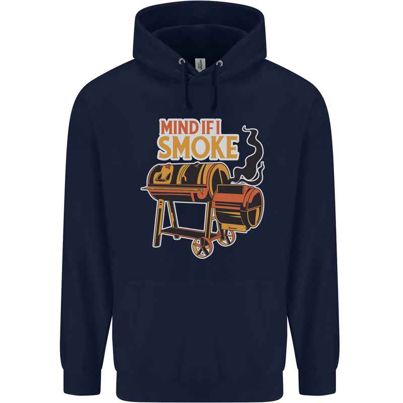 Mind if I Smoke Funny BBQ Grill Childrens Kids Hoodie Navy Blue
