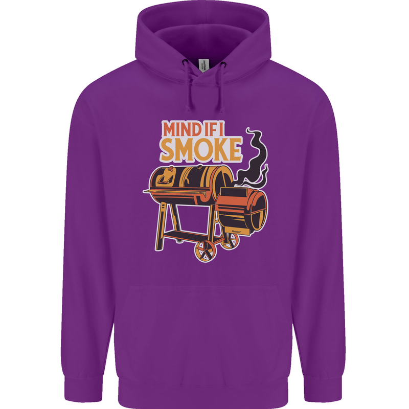 Mind if I Smoke Funny BBQ Grill Childrens Kids Hoodie Purple