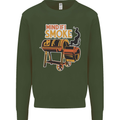 Mind if I Smoke Funny BBQ Grill Kids Sweatshirt Jumper Forest Green