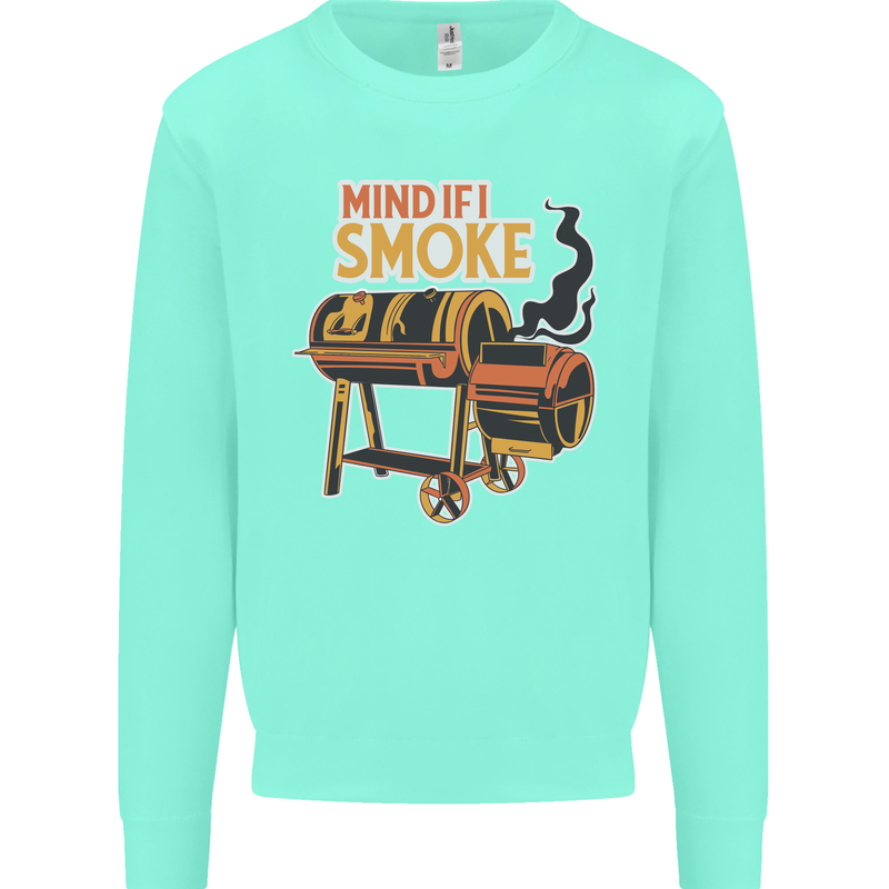 Mind if I Smoke Funny BBQ Grill Kids Sweatshirt Jumper Peppermint