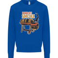 Mind if I Smoke Funny BBQ Grill Kids Sweatshirt Jumper Royal Blue