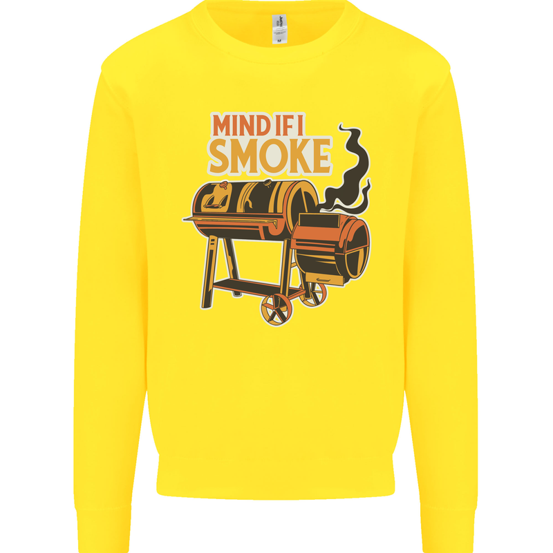 Mind if I Smoke Funny BBQ Grill Kids Sweatshirt Jumper Yellow