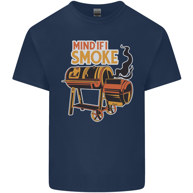 Mind if I Smoke Funny BBQ Grill Kids T-Shirt Childrens Navy Blue