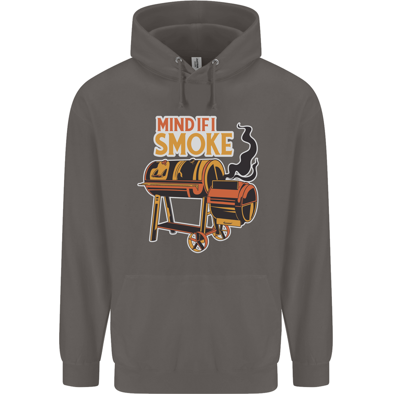 Mind if I Smoke Funny BBQ Grill Mens 80% Cotton Hoodie Charcoal