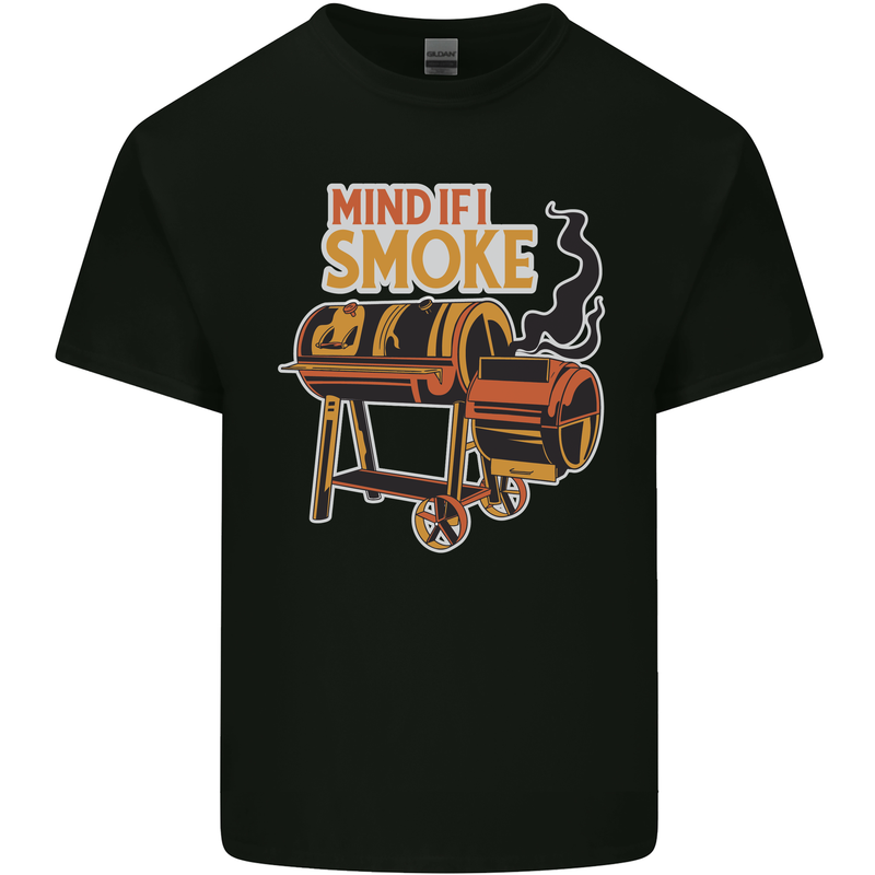 Mind if I Smoke Funny BBQ Grill Mens Cotton T-Shirt Tee Top Black