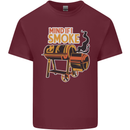 Mind if I Smoke Funny BBQ Grill Mens Cotton T-Shirt Tee Top Maroon