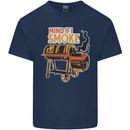 Mind if I Smoke Funny BBQ Grill Mens Cotton T-Shirt Tee Top Navy Blue