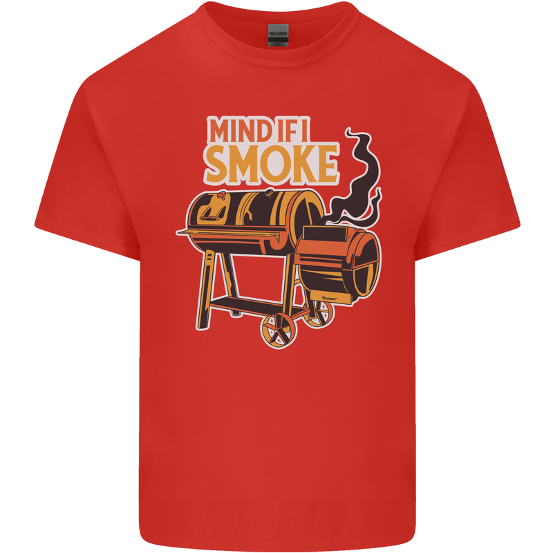 Mind if I Smoke Funny BBQ Grill Mens Cotton T-Shirt Tee Top Red