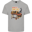 Mind if I Smoke Funny BBQ Grill Mens Cotton T-Shirt Tee Top Sports Grey