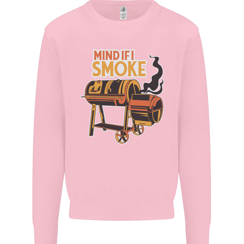 Mind if I Smoke Funny BBQ Grill Mens Sweatshirt Jumper Light Pink