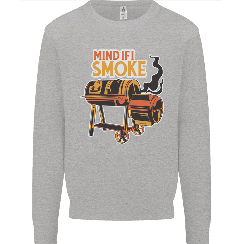 Mind if I Smoke Funny BBQ Grill Mens Sweatshirt Jumper Sports Grey