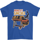 Mind if I Smoke Funny BBQ Grill Mens T-Shirt 100% Cotton Royal Blue