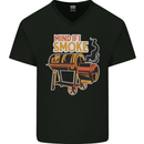 Mind if I Smoke Funny BBQ Grill Mens V-Neck Cotton T-Shirt Black