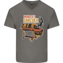 Mind if I Smoke Funny BBQ Grill Mens V-Neck Cotton T-Shirt Charcoal