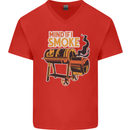 Mind if I Smoke Funny BBQ Grill Mens V-Neck Cotton T-Shirt Red