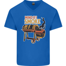 Mind if I Smoke Funny BBQ Grill Mens V-Neck Cotton T-Shirt Royal Blue
