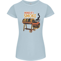Mind if I Smoke Funny BBQ Grill Womens Petite Cut T-Shirt Light Blue