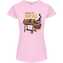 Mind if I Smoke Funny BBQ Grill Womens Petite Cut T-Shirt Light Pink