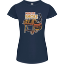 Mind if I Smoke Funny BBQ Grill Womens Petite Cut T-Shirt Navy Blue