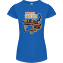 Mind if I Smoke Funny BBQ Grill Womens Petite Cut T-Shirt Royal Blue