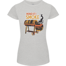 Mind if I Smoke Funny BBQ Grill Womens Petite Cut T-Shirt Sports Grey