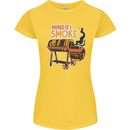 Mind if I Smoke Funny BBQ Grill Womens Petite Cut T-Shirt Yellow