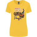 Mind if I Smoke Funny BBQ Grill Womens Wider Cut T-Shirt Yellow