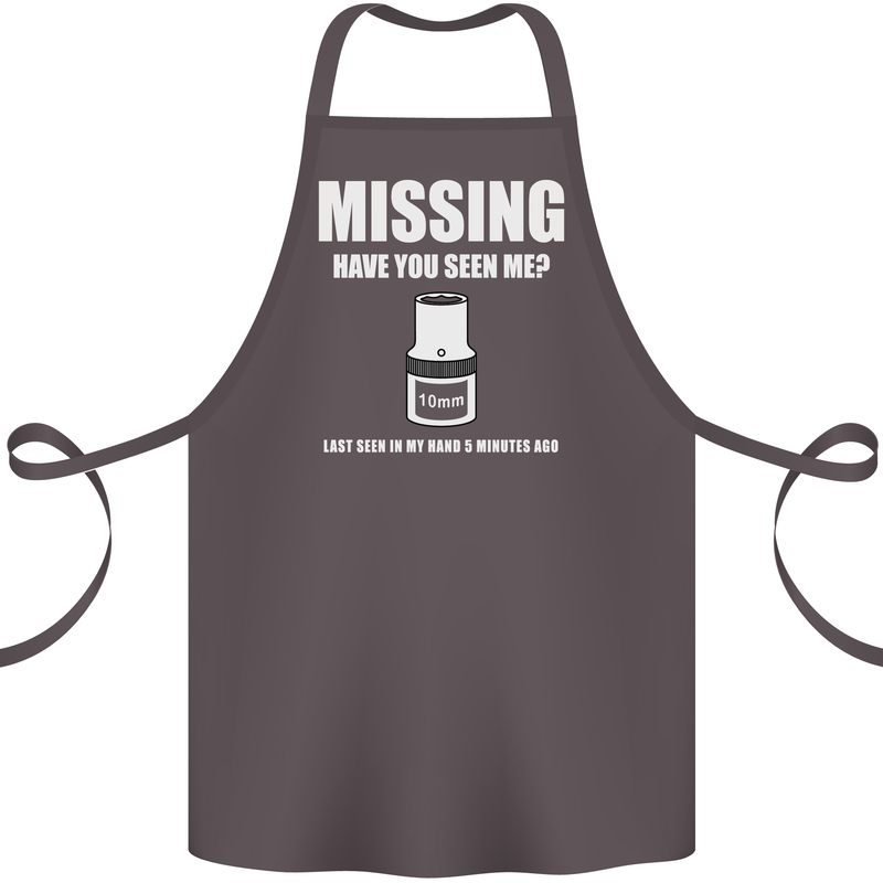 Missing 10 mm Socket Funny Plumer Mechanic Cotton Apron 100% Organic Dark Grey