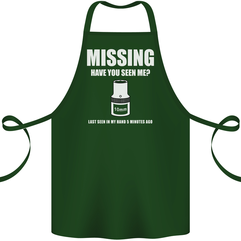 Missing 10 mm Socket Funny Plumer Mechanic Cotton Apron 100% Organic Forest Green