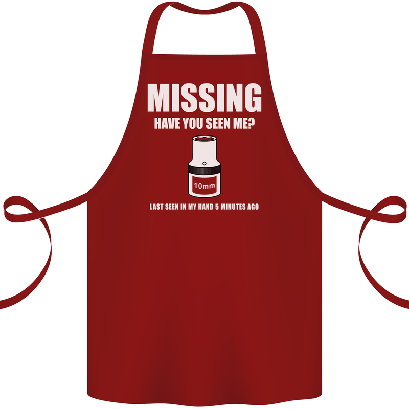 Missing 10 mm Socket Funny Plumer Mechanic Cotton Apron 100% Organic Maroon
