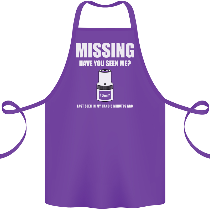 Missing 10 mm Socket Funny Plumer Mechanic Cotton Apron 100% Organic Purple