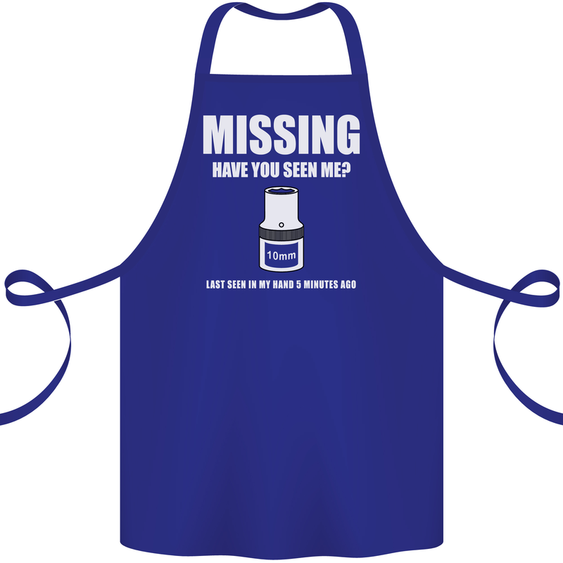 Missing 10 mm Socket Funny Plumer Mechanic Cotton Apron 100% Organic Royal Blue