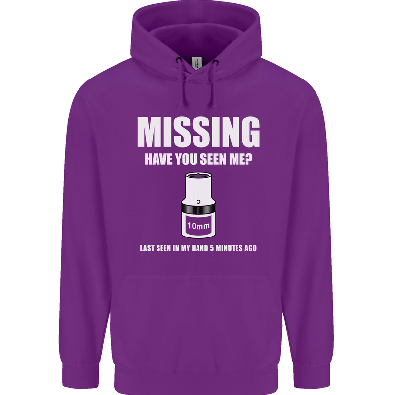 Missing 10 mm Socket Funny Plumer Mechanic Mens 80% Cotton Hoodie Purple