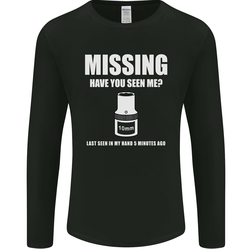 Missing 10 mm Socket Funny Plumer Mechanic Mens Long Sleeve T-Shirt Black