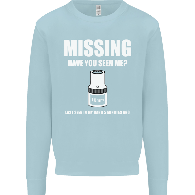 Missing 10 mm Socket Funny Plumer Mechanic Mens Sweatshirt Jumper Light Blue