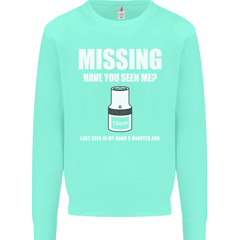 Missing 10 mm Socket Funny Plumer Mechanic Mens Sweatshirt Jumper Peppermint
