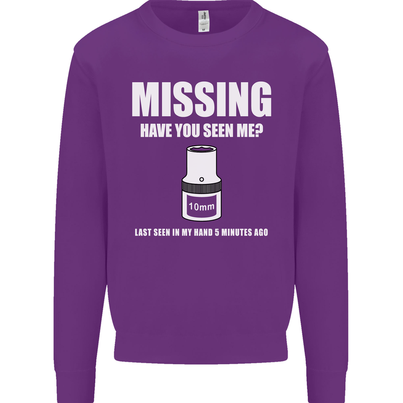 Missing 10 mm Socket Funny Plumer Mechanic Mens Sweatshirt Jumper Purple